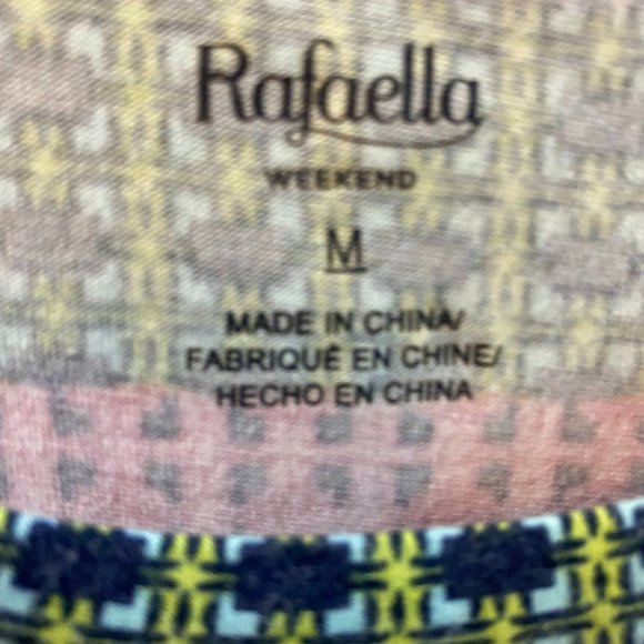 RAFAELLA WEEKEND WOMEN'S SHORT SLEEVE RUFFLE MULTI-COLOR SHIRT SIZE MEDIUM - Picture 4 of 4